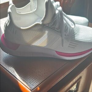 Women's White and Pink Sneakers